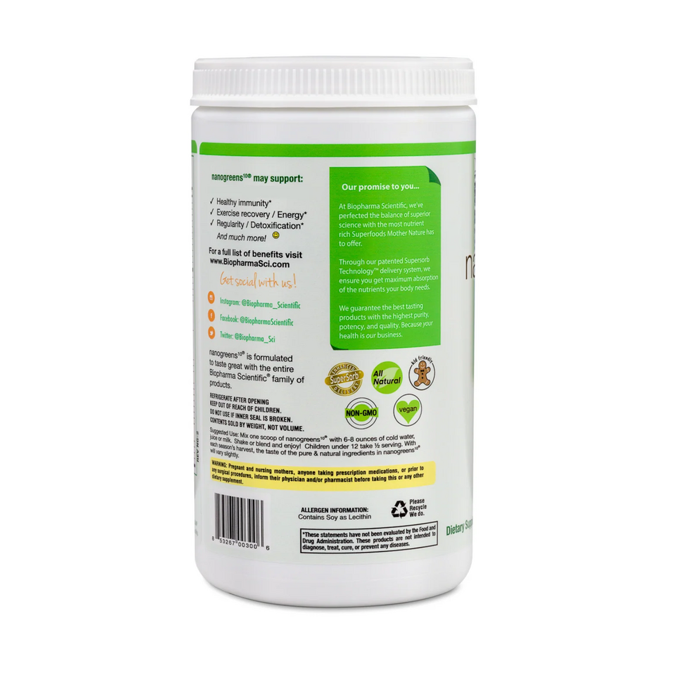BioPharma Scientific NanoGreens10 Green Apple 360 Grams