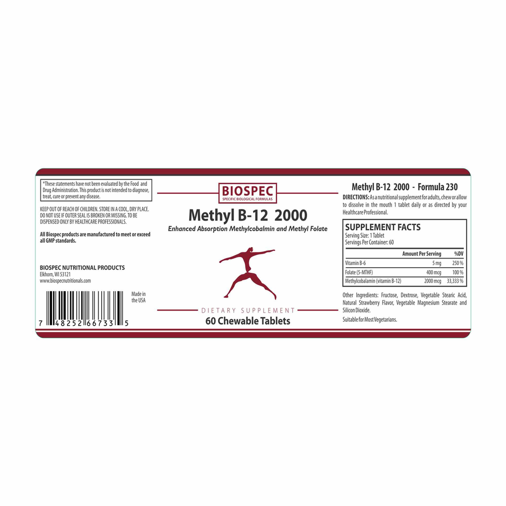 Biospec Nutritionals Methyl B-12 2000 60 Chewables