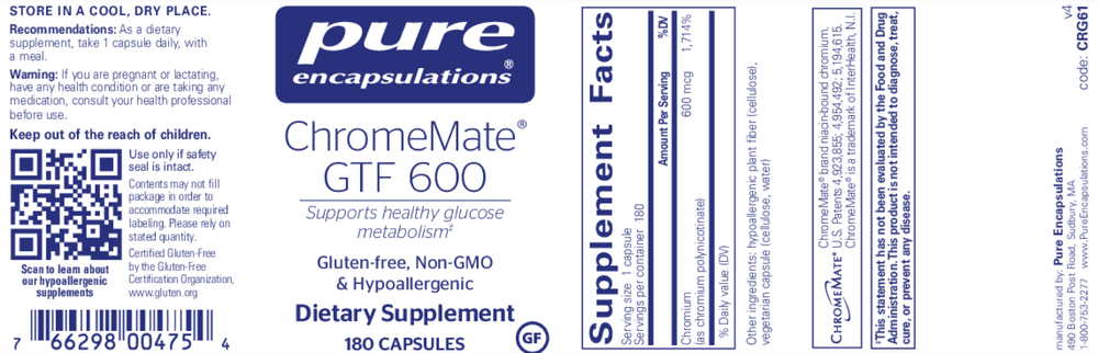 Pure Encapsulations Chromemate GTF 600 180 capsules