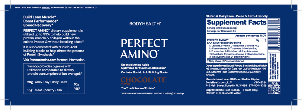 BodyHealth PerfectAmino Powder, Chocolate 369 Grams