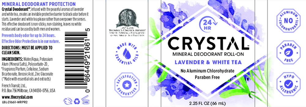Crystal Lavender & White Tea Roll On Deodorant 2.25oz