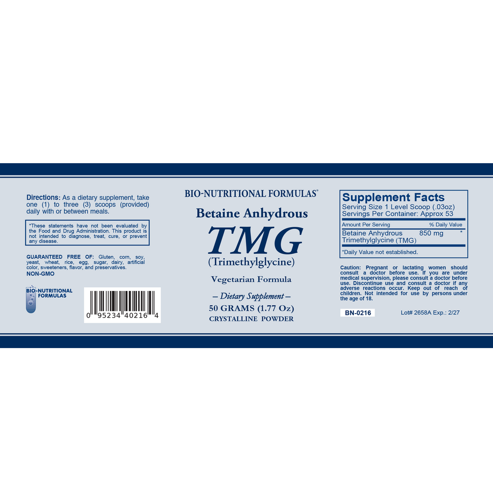 Bio-Nutritional Formulas TMG 50g