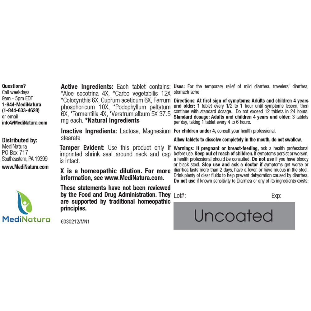 BHI Homeopathics/Medinatura BHI Diarrhea 100 tablets