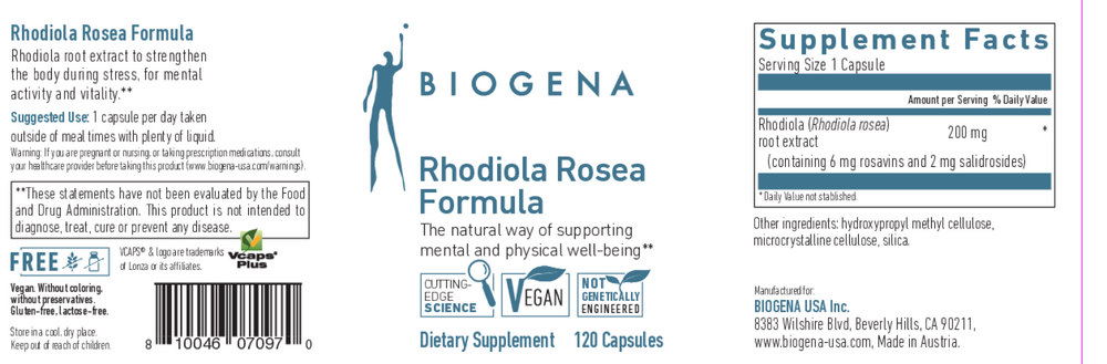 Biogena Rhodiola Rosea Formula 120 capsules