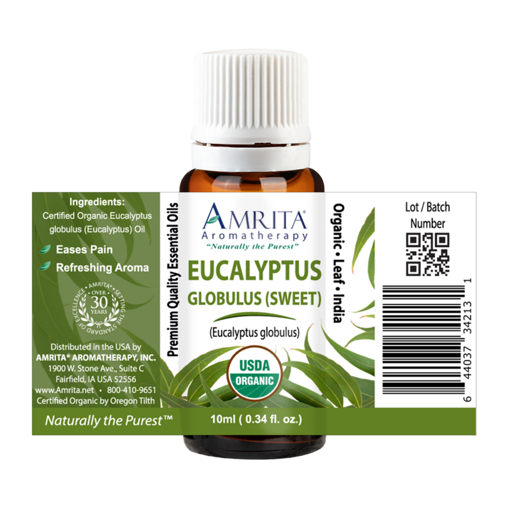 Amrita Aromatherapy Organic Eucalyptus Globulus (Sweet) 0.34oz