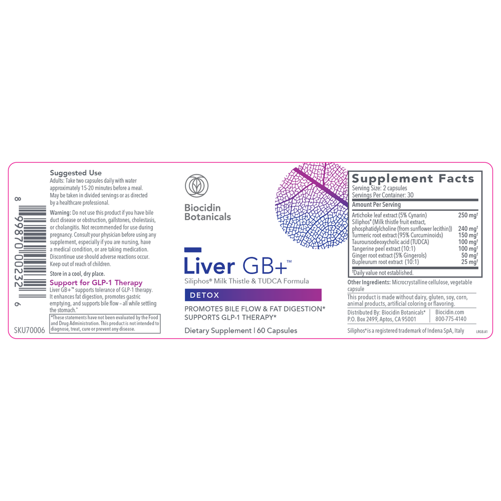 Biocidin Botanicals Liver GB+ 60 capsules