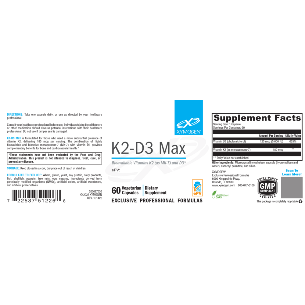 XYMOGEN K2-D3 Max 60 capsules