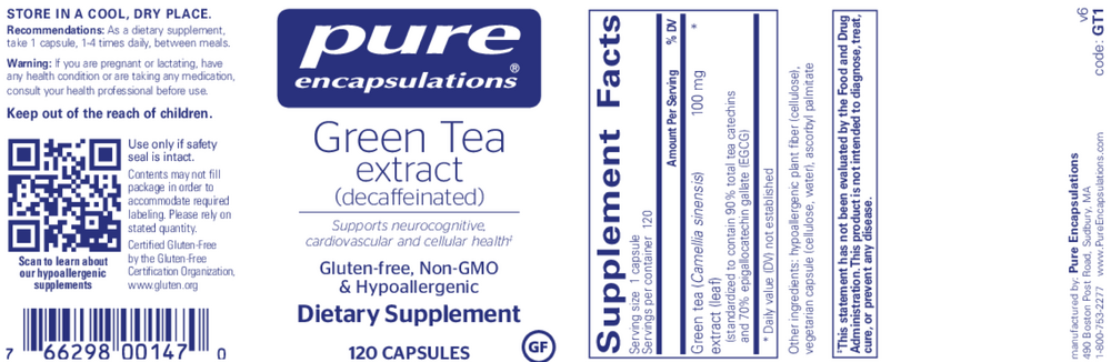 Pure Encapsulations Green Tea Extract 120 capsules