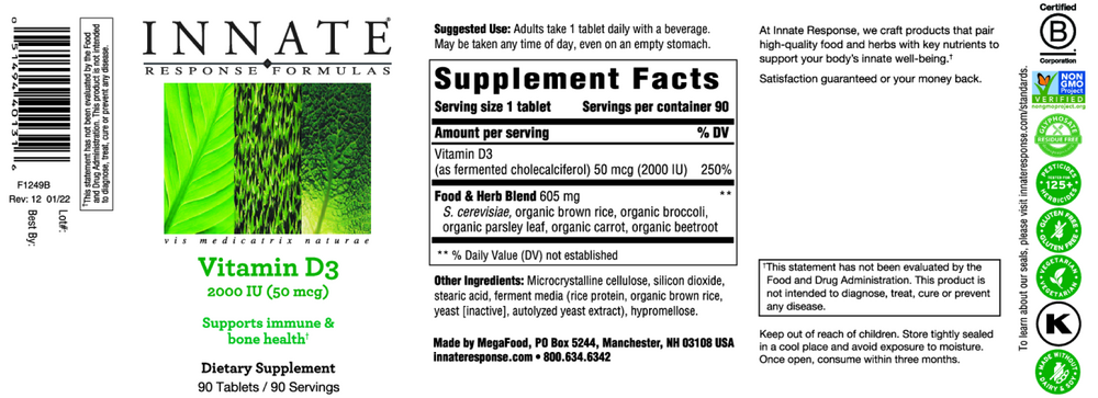 Innate Response Vitamin D3 2000IU 90 tablets