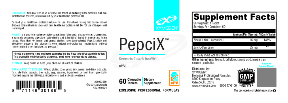 XYMOGEN PepciX 60 tablets
