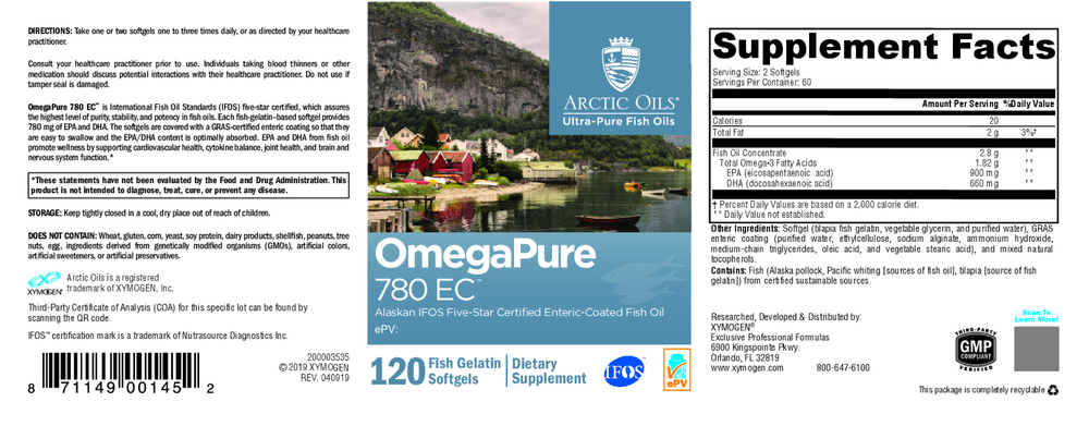 XYMOGEN OmegaPure 780 EC 120 Softgels