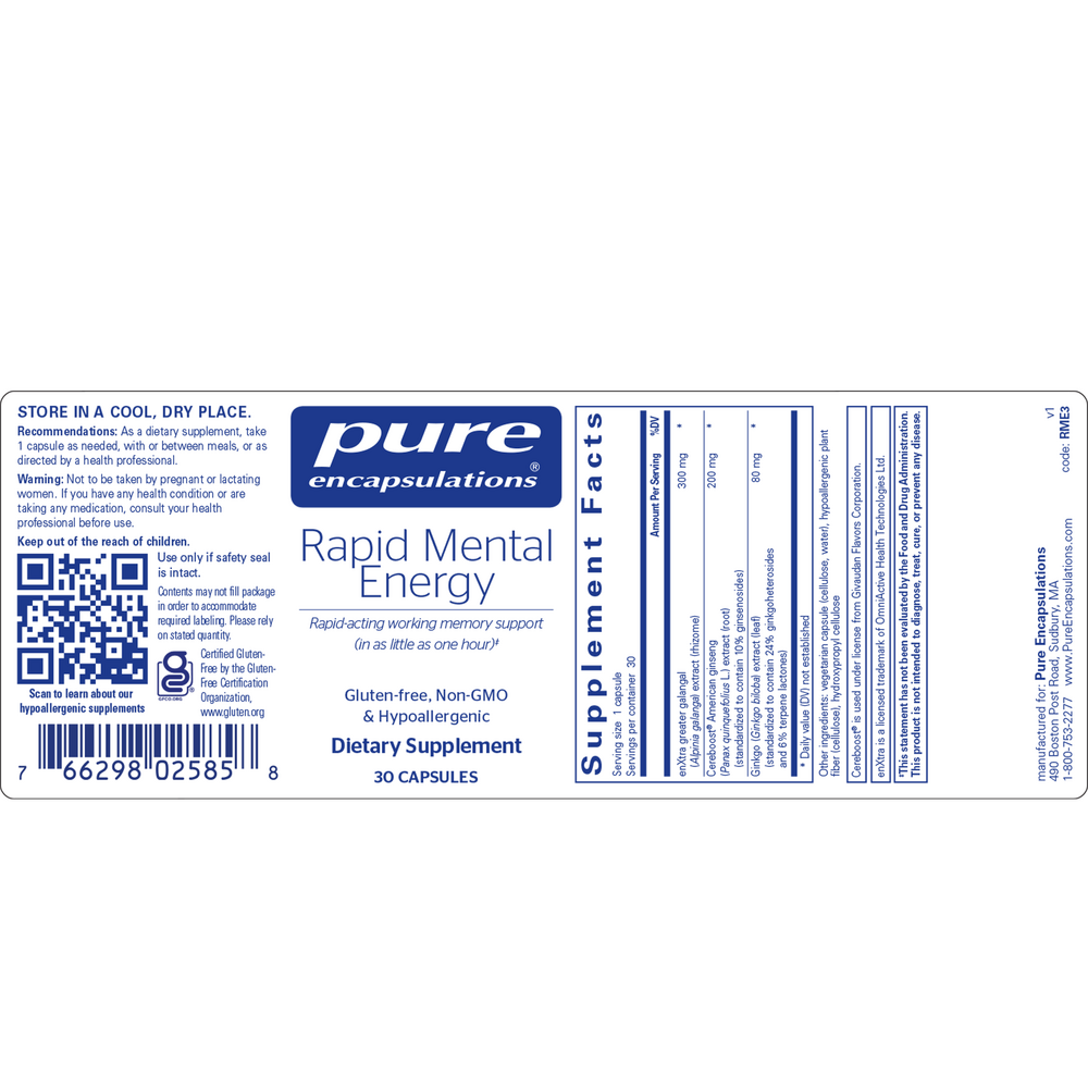 Pure Encapsulations Rapid Mental Energy 30 capsules