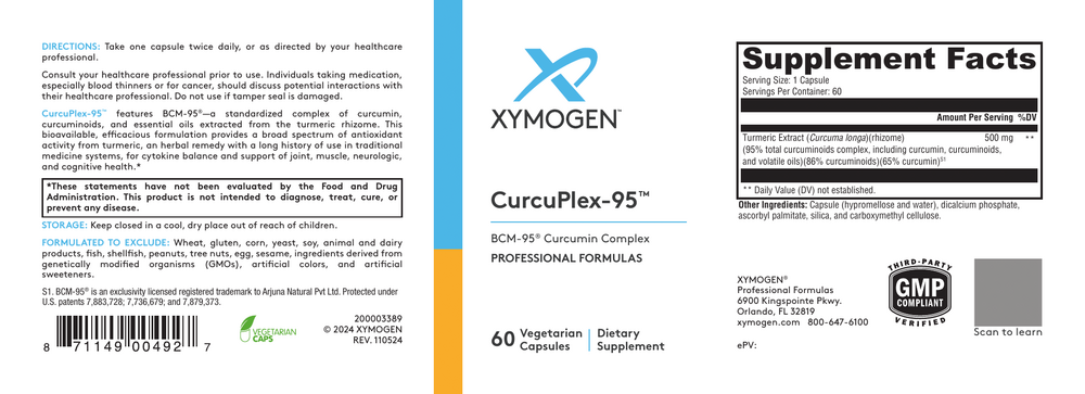 XYMOGEN CurcuPlex-95 (Curcumin/Turmeric) 60 capsules