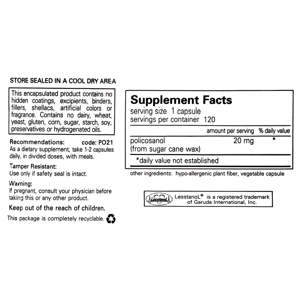 Pure Encapsulations Policosanol 20mg 120 capsules