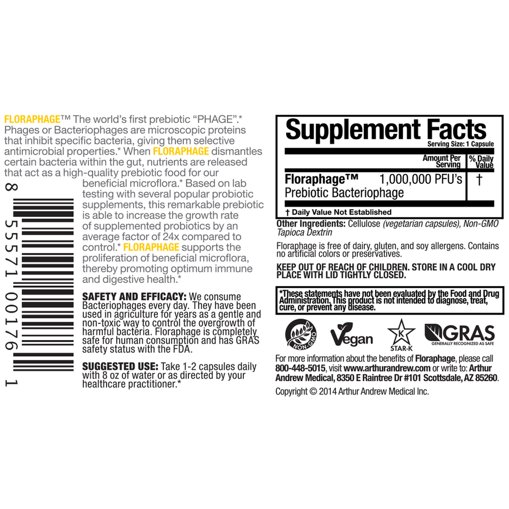 Arthur Andrew Medical Floraphage Probiotic Multiplier 30 capsules