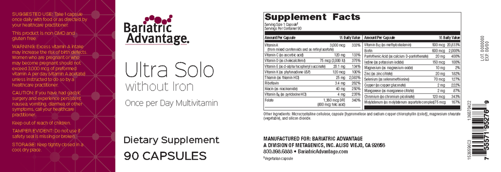 Bariatric Advantage Ultra Solo without Iron 90 capsules