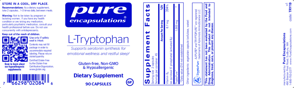 Pure Encapsulations L-Tryptophan 90 capsules