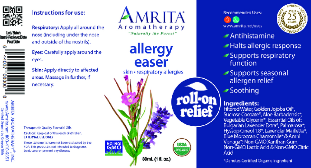 Amrita Aromatherapy Allergy Easer Roll-On Relief Organic 1oz