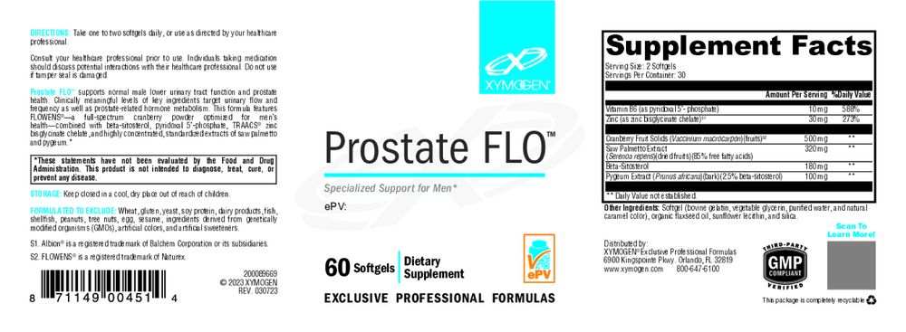 XYMOGEN Prostate FLO 60 Softgels