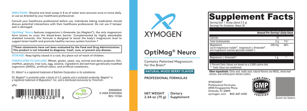 XYMOGE OptiMag Neuro (Magnesium) Mixed Berry 75 grams