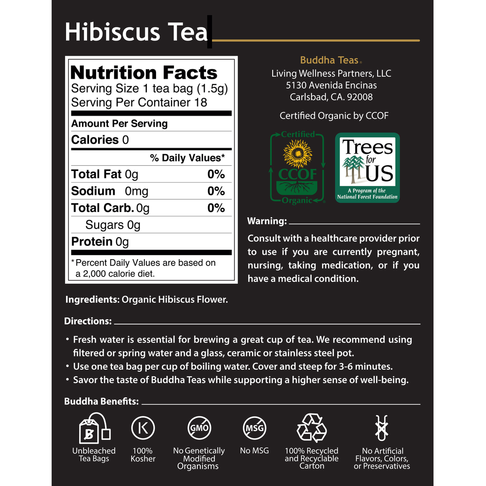 Buddha Teas Hibiscus Tea 18 Count