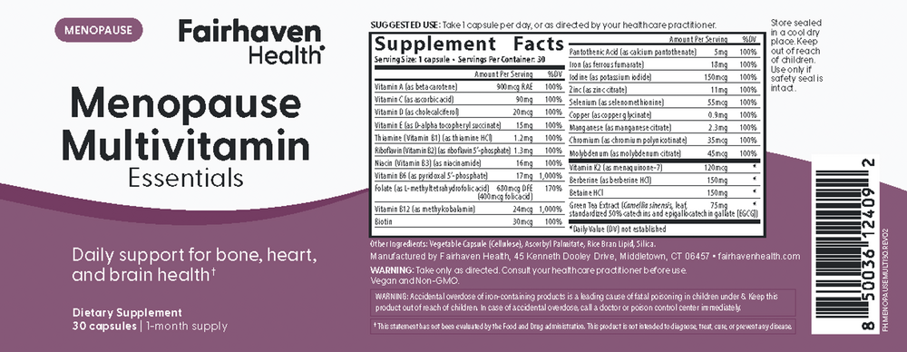 Fairhaven Health Menopause Multivitamin Essentials 30 capsules