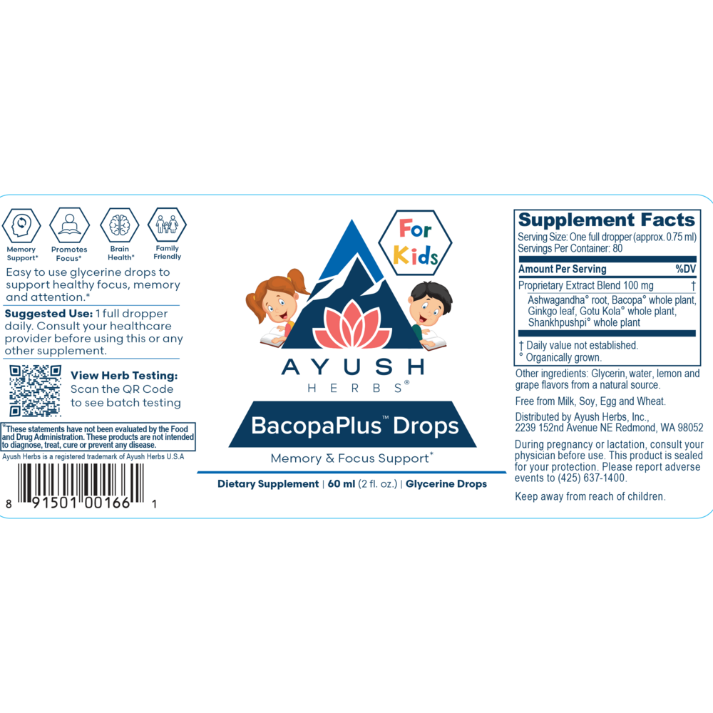 Ayush Herbs BacopaPlus™ Kids Drops 60 Milliliters