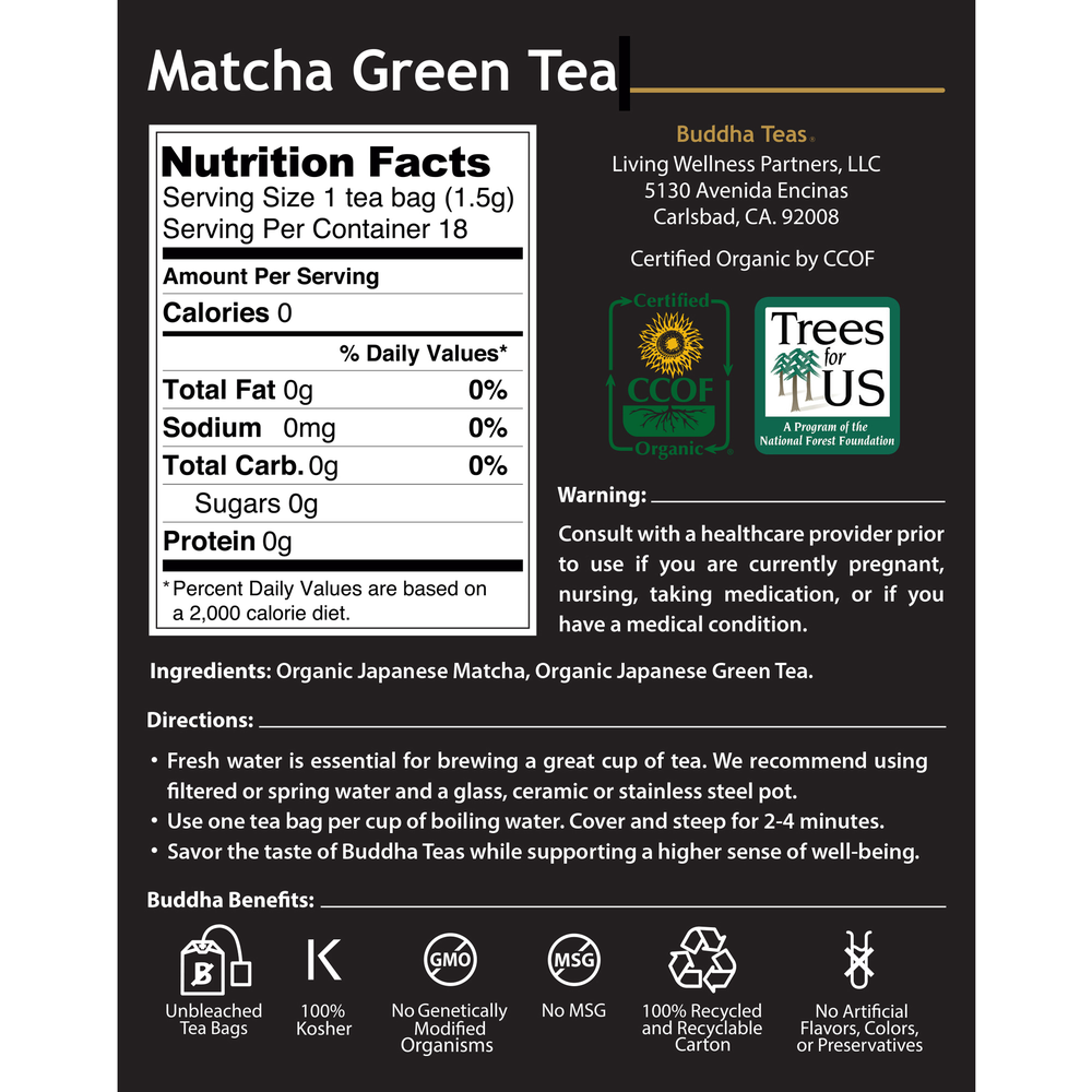 Buddha Teas Matcha Tea 18 Count