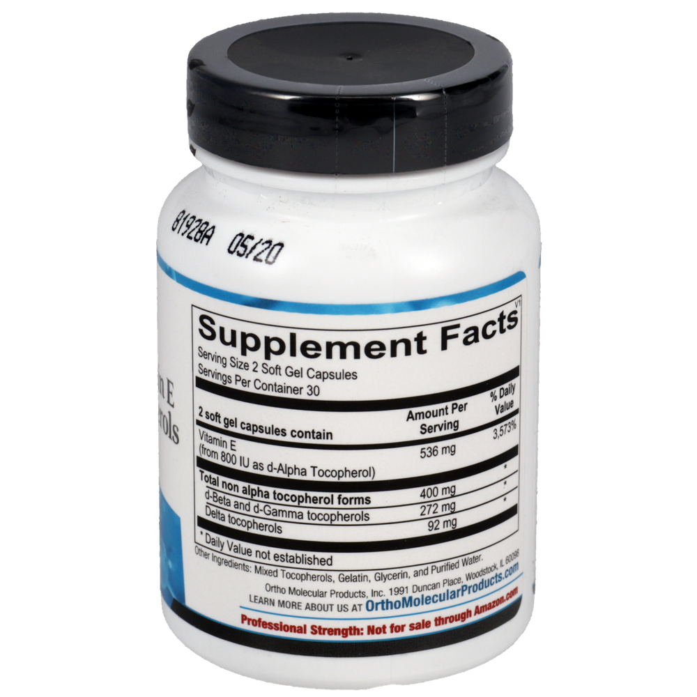 Ortho Molecular Product Natural Vitamin E Mixed Tocopherols 60 capsules