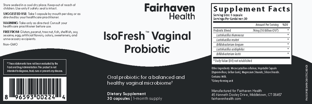 Fairhaven Health IsoFresh® Vaginal Probiotic 30c 30 capsules