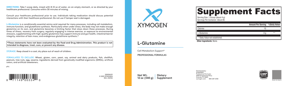 XYMOGEN L-Glutamine (Cellular Support) 340 Grams