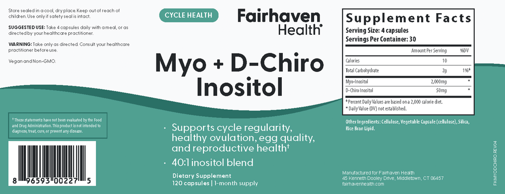 Fairhaven Health Myo + D-Chiro Inositol 40:1 120 capsules