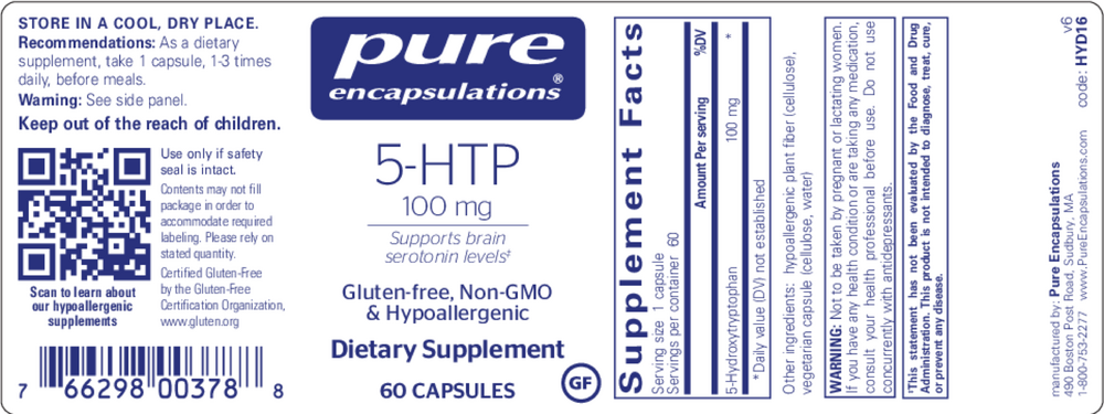 Pure Encapsulations 5-HTP 100mg 60 capsules
