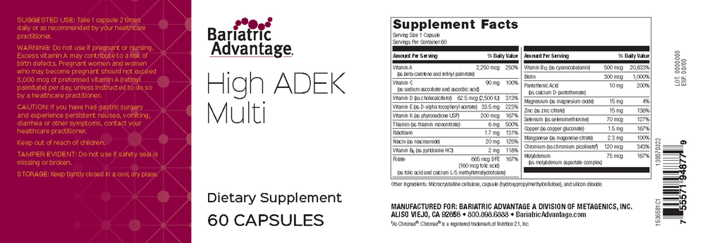 Bariatric Advantage High ADEK Multi Capsule 60 capsules
