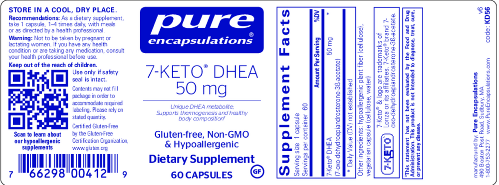 Pure Encapsulations 7-Keto DHEA 50mg 60 capsules