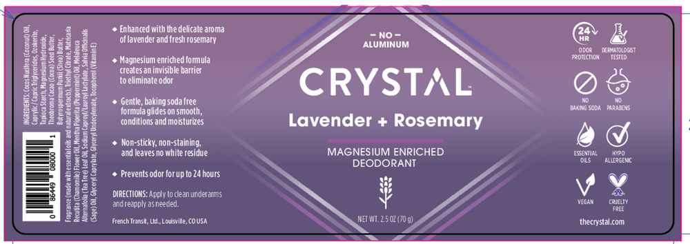 Crystal Magnesium Enriched Lavender & Rosemary Deodorant 70g