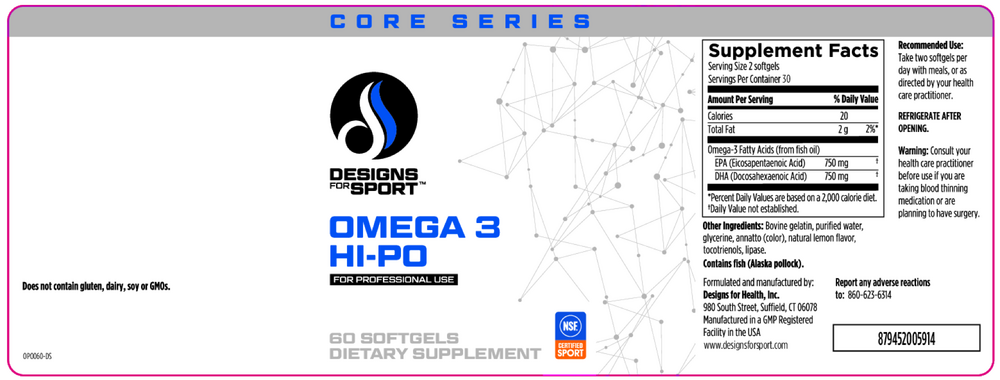 Designs For Sport Omega 3 Hi-Po 60 Softgels