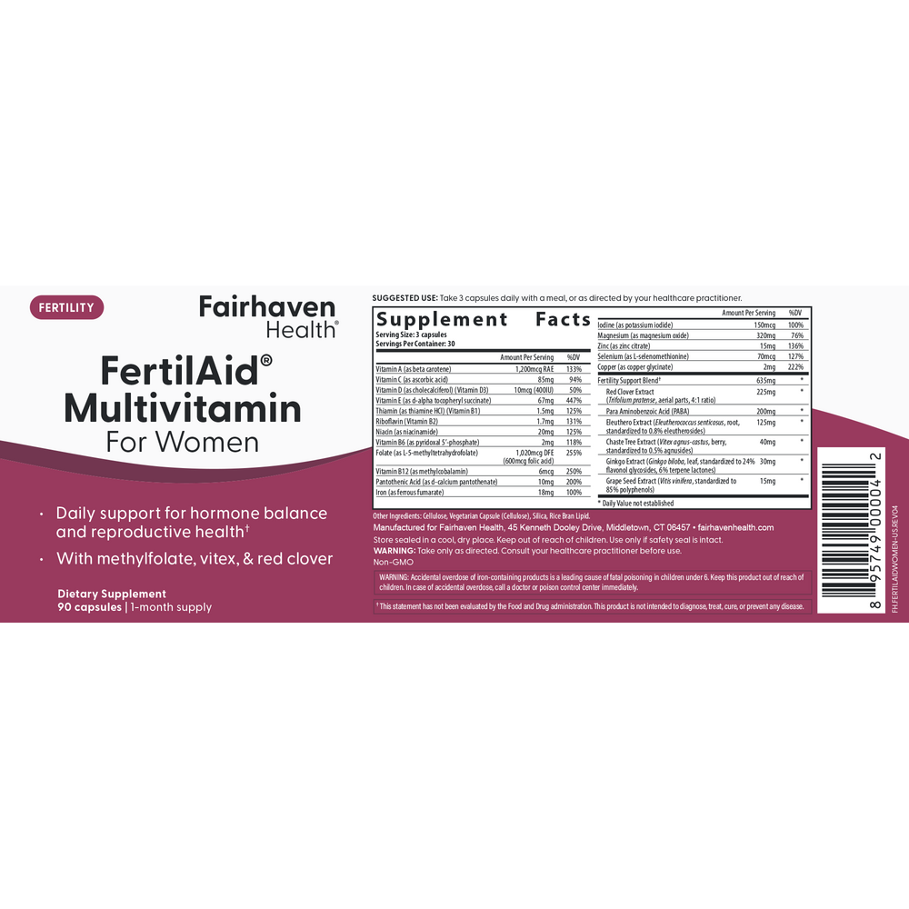 Fairhaven Health FertilAid® Multivitamin for Women 90 capsules