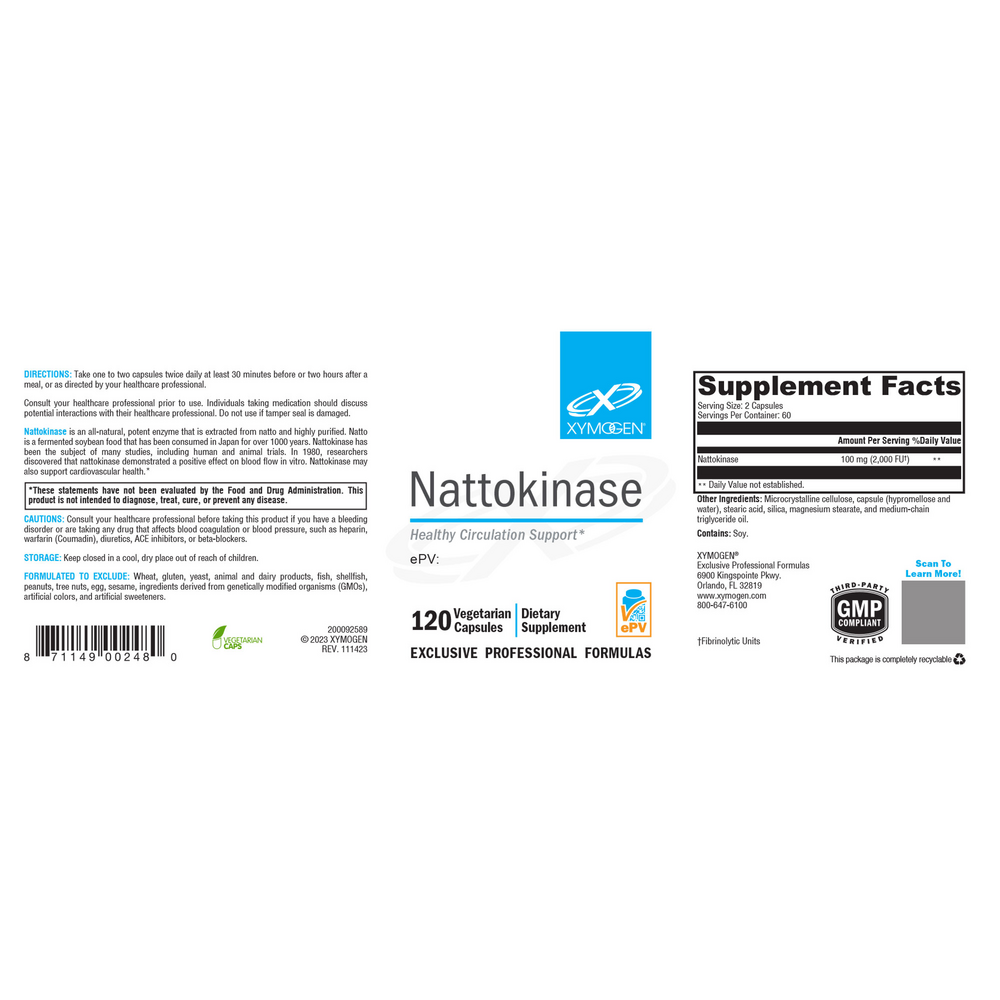 XYMOGEN Nattokinase 120 capsules