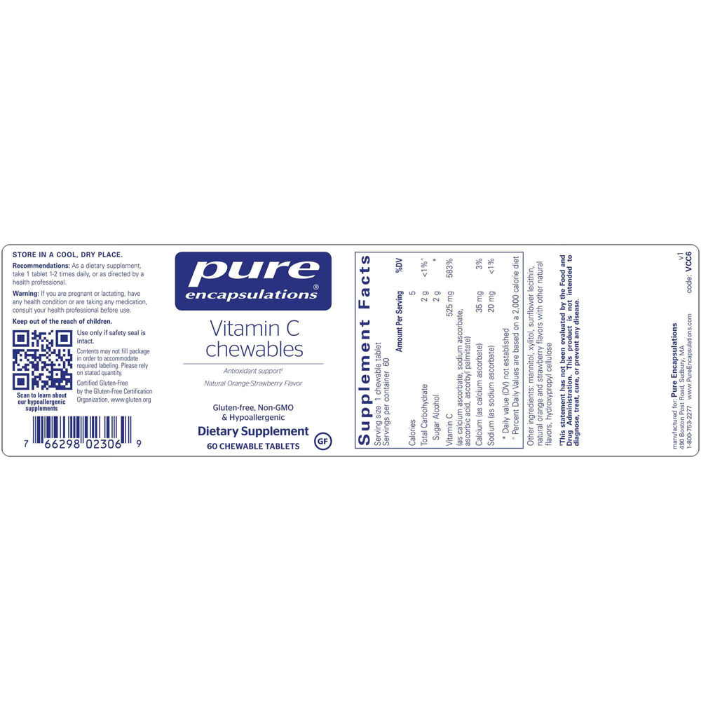 Pure Encapsulations Vitamin C Chewables 60 chewables