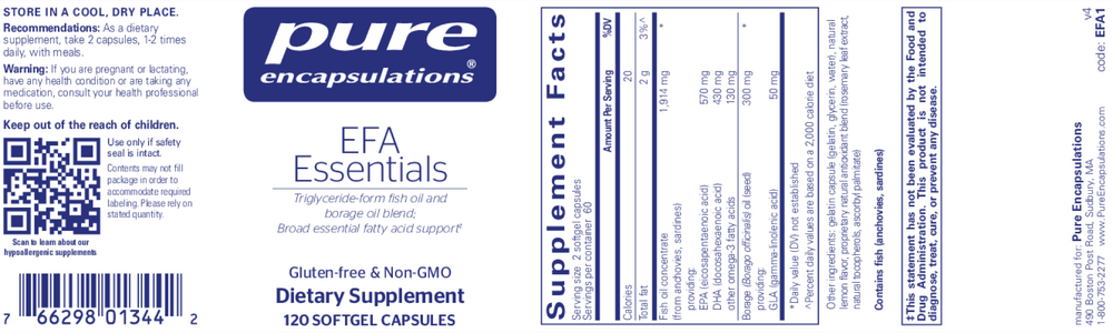 Pure Encapsulations EFA Essentials 120 Softgel Capsules