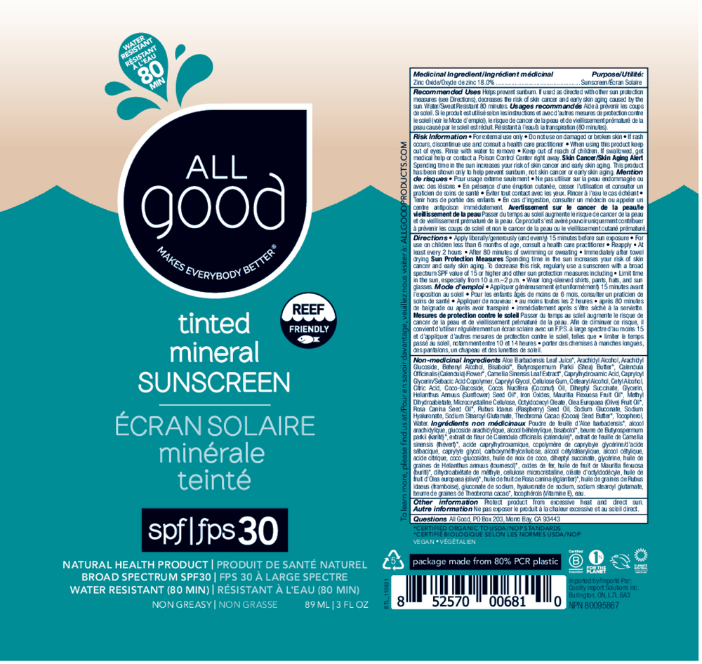 All Good SPF30 Tinted Sunscreen Lotion 3oz