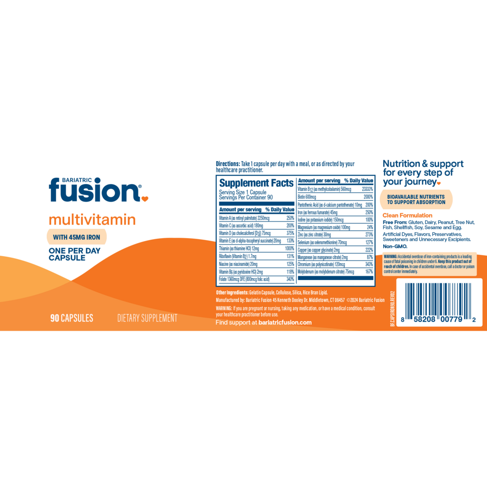 Bariatric Fusion One Per Day Bariatric Multivitamin With Iron 90 capsules