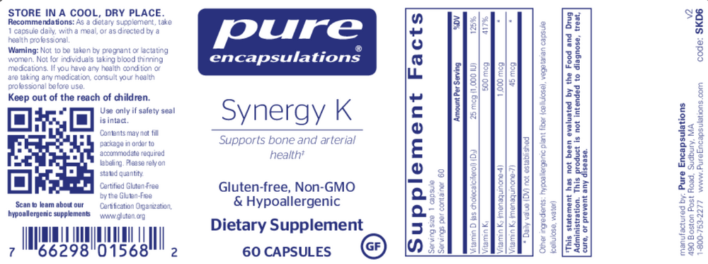 Pure Encapsulations Synergy K 60 capsules