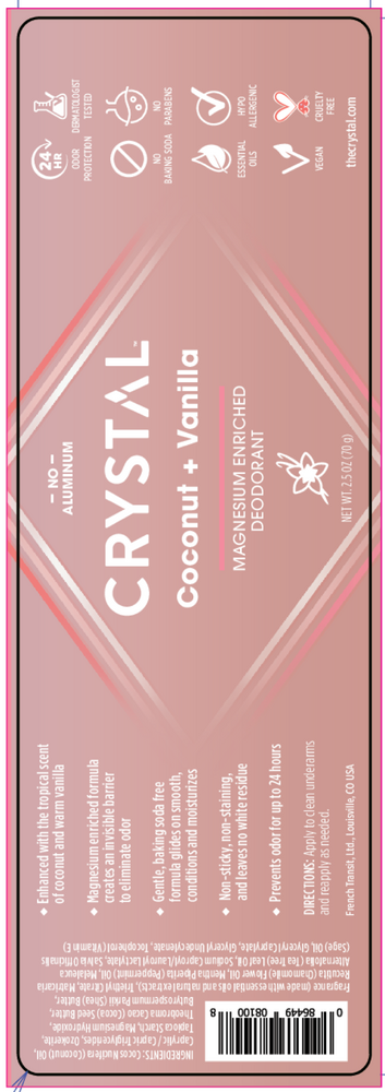 Crystal Coconut & Vanilla Deodorant (Made with Essential Oils) 2.5oz