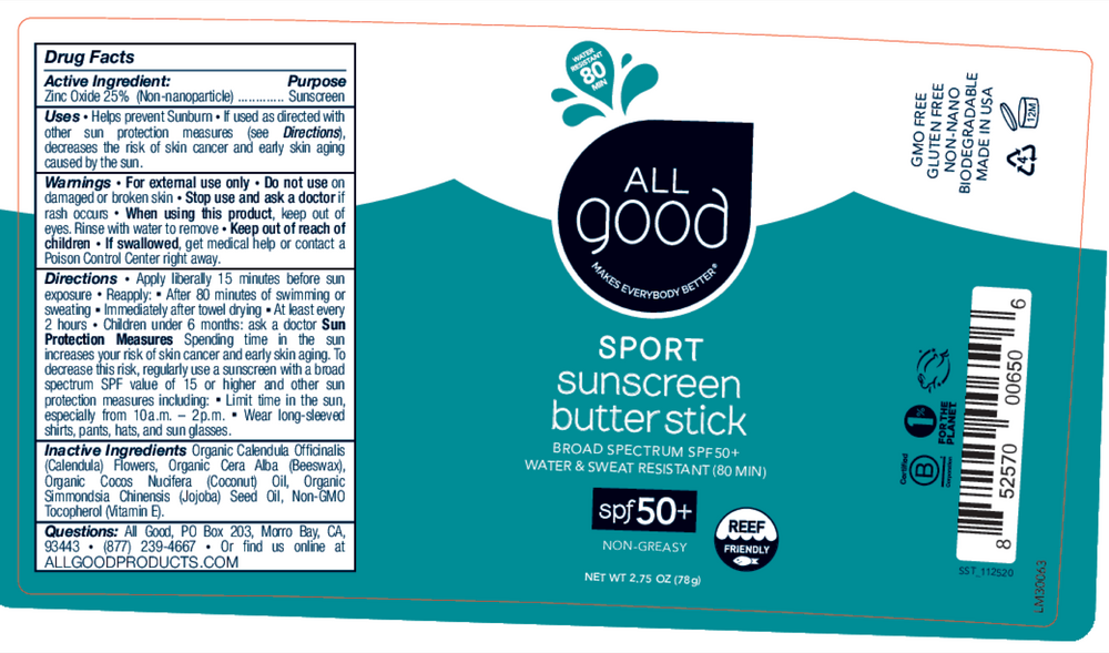 All Good SPF50+ Sport Sunscreen Butter Stick 2.75 oz