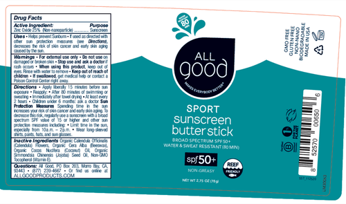 All Good SPF50+ Sport Sunscreen Butter Stick 2.75 oz