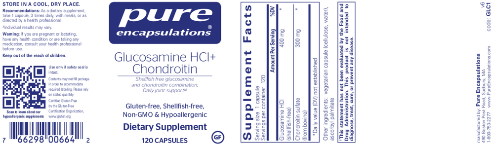 Pure Encapsulations Glucosamine HCl Chondroitin 120 capsules