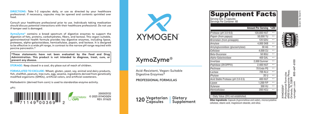 XYMOGEN XymoZyme (Protease) 120 capsules