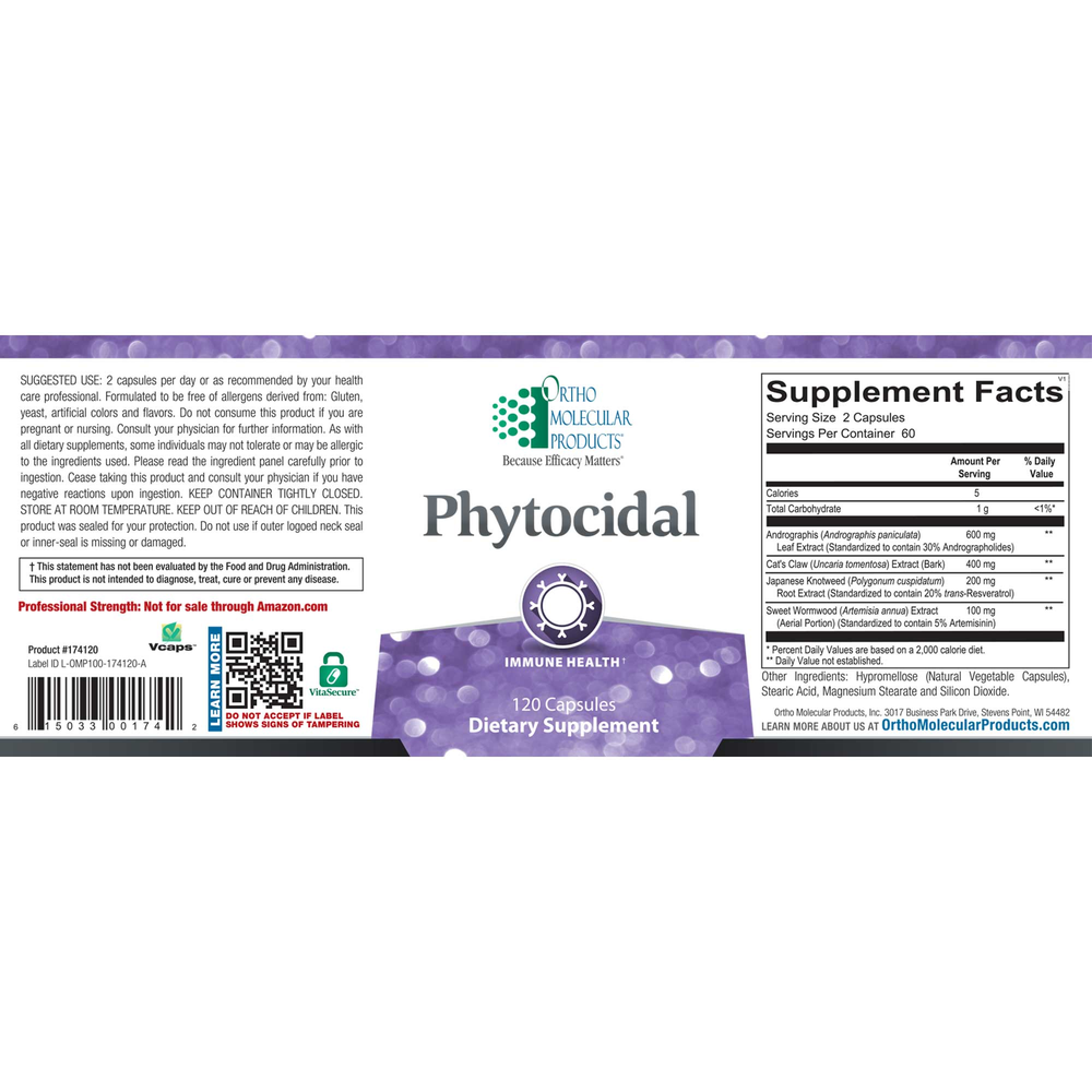 Ortho Molecular Products Phytocidal – Immune & Antioxidant Support – 120 Capsules